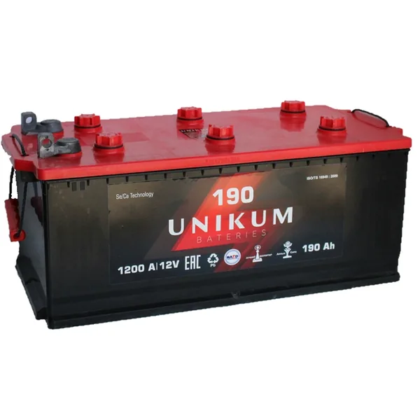 Аккумулятор UNIKUM 190 Ач 1200 А, прямая полярность, 6ST-190