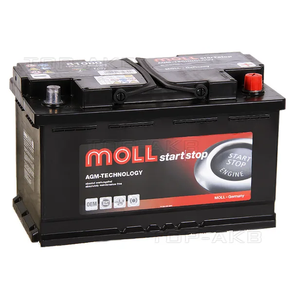 Аккумулятор MOLL 80 Ач 800 А (EN), обратная полярность, LN4