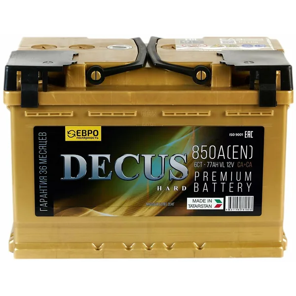 Аккумулятор DECUS 77 Ач 850 А (EN), обратная полярность, LN3