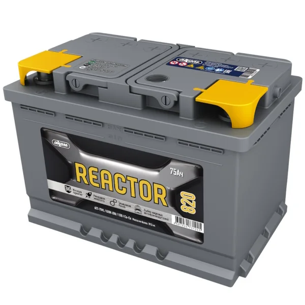 Аккумулятор REACTOR 75 Ач 820 А (EN), прямая полярность, LN3