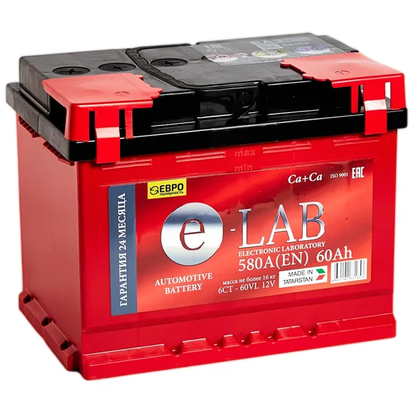 Аккумулятор ELAB 60 Ач 580 А (EN), прямая полярность, LN2