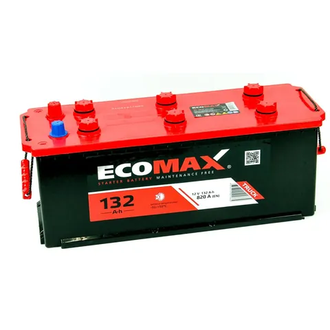 Аккумулятор EcoMax 132 Ач 850 А (EN), обратная полярность, 6ST-140