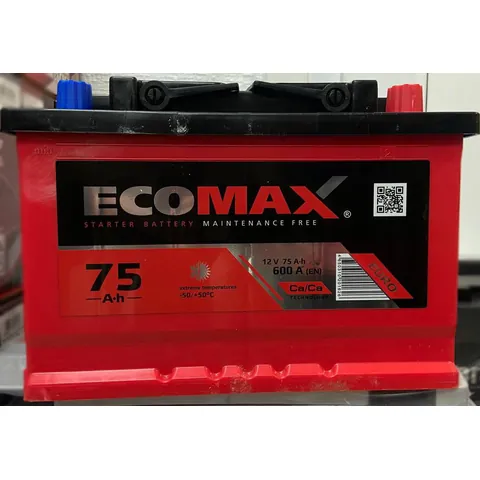 Аккумулятор EcoMAX 75 Ач 600 А (EN), обратная полярность, LN3