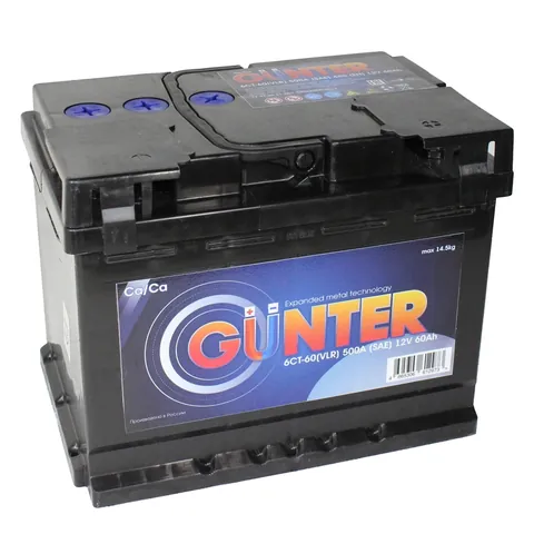 Аккумулятор GUNTER 60 Ач 500 А (EN), обратная полярность, LN2