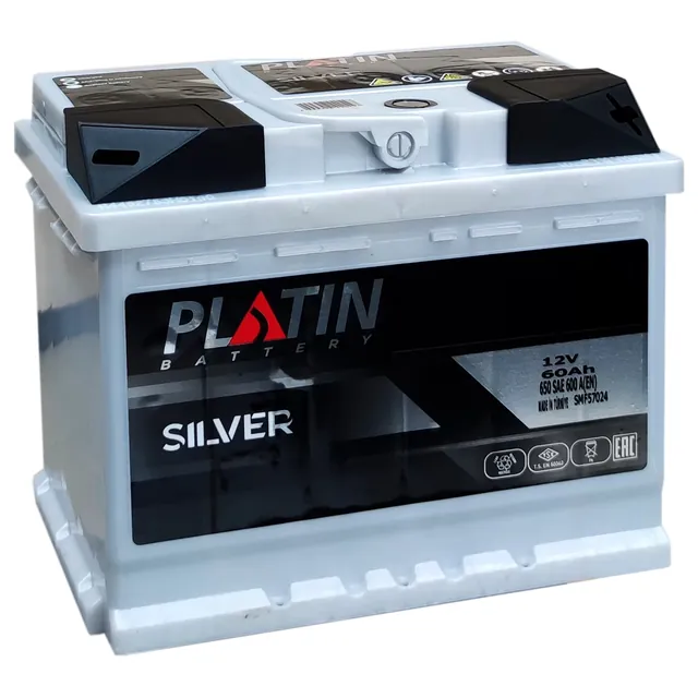 Аккумулятор PLATIN Silver 60 Ач 600 А (EN), прямая полярность, LN2