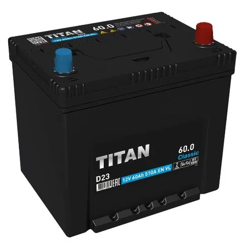 Аккумулятор TITAN Asia Classic 60 Ач 510 А (EN), обратная полярность, D23