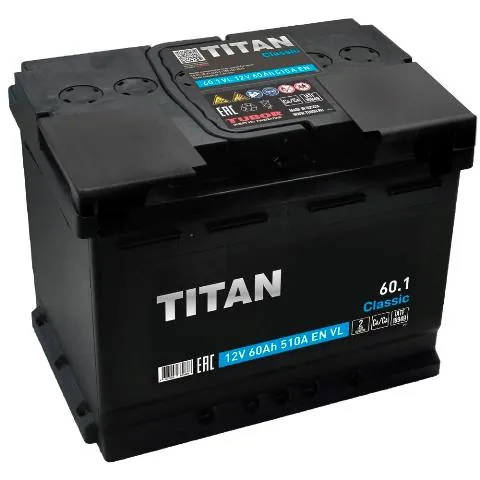 Аккумулятор TITAN Classic 60 Ач 510 А (EN), обратная полярность, LN2