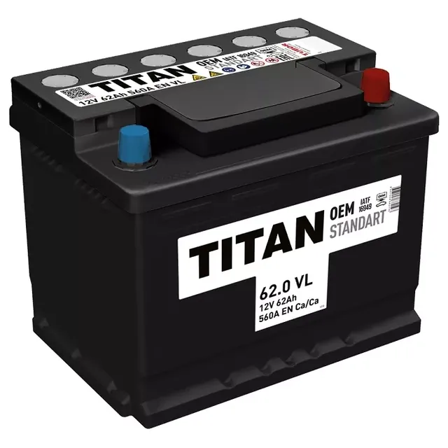 Аккумулятор TITAN Standart 62 Ач 560 А (EN), обратная полярность, LN2