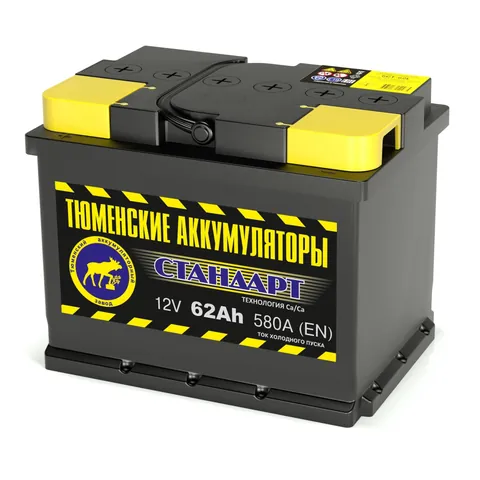 Аккумулятор ТЮМЕНСКИЕ АККУМУЛЯТОРЫ Стандарт 62 Ач 580 А (EN), прямая полярность, LN2