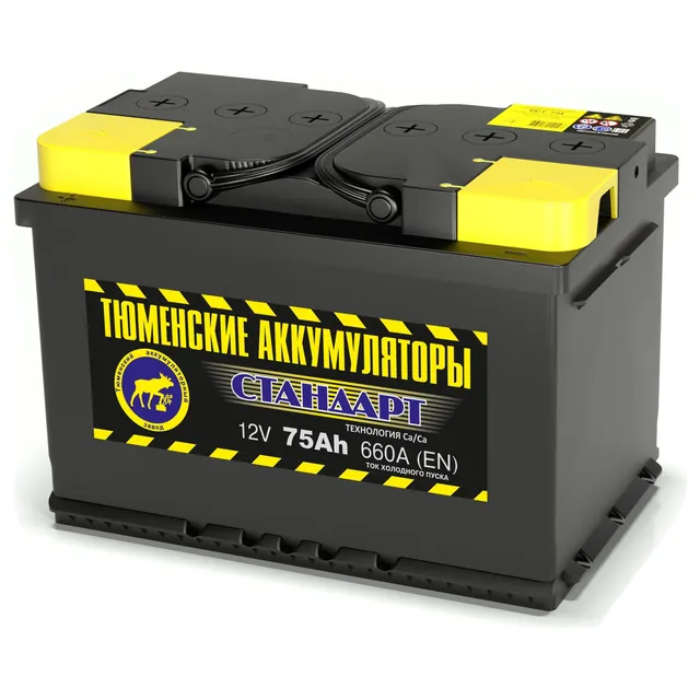 Аккумулятор ТЮМЕНСКИЕ АККУМУЛЯТОРЫ Стандарт 75 Ач 660 А (EN), прямая полярность, LN3