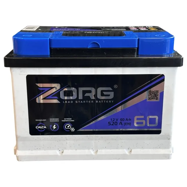 Аккумулятор ZORG 60 Ач 530 А (EN), обратная полярность, LN2