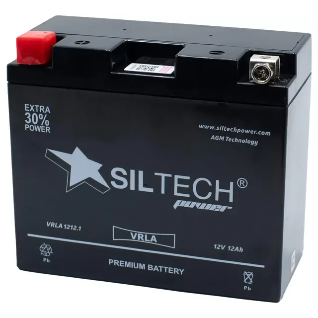 Аккумулятор SILTECH 12 Ач 125 А, прямая полярность, YTX12