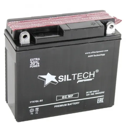 Аккумулятор SILTECH 7 Ач 100 А (EN), обратная полярность, YTX7L
