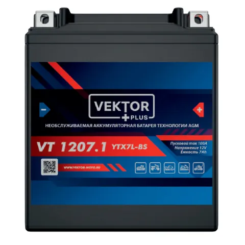 Аккумулятор VEKTOR YTX7L-BS 7 Ач 100 А, обратная полярность