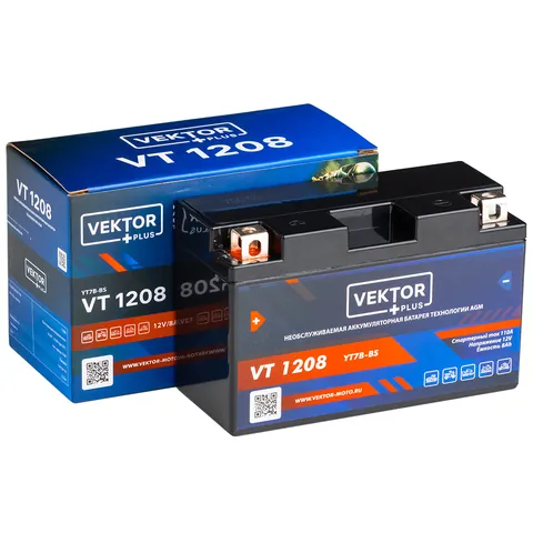 Аккумулятор VEKTOR 8 Ач 110 А, обратная полярность, YTX7A
