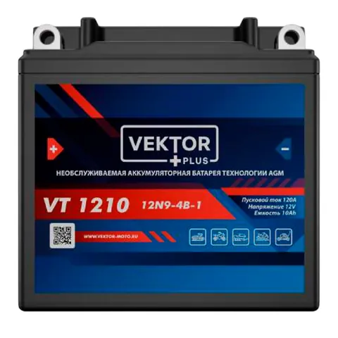 Аккумулятор VEKTOR VT 1210 9 Ач 120 А, обратная полярность, YB7-A